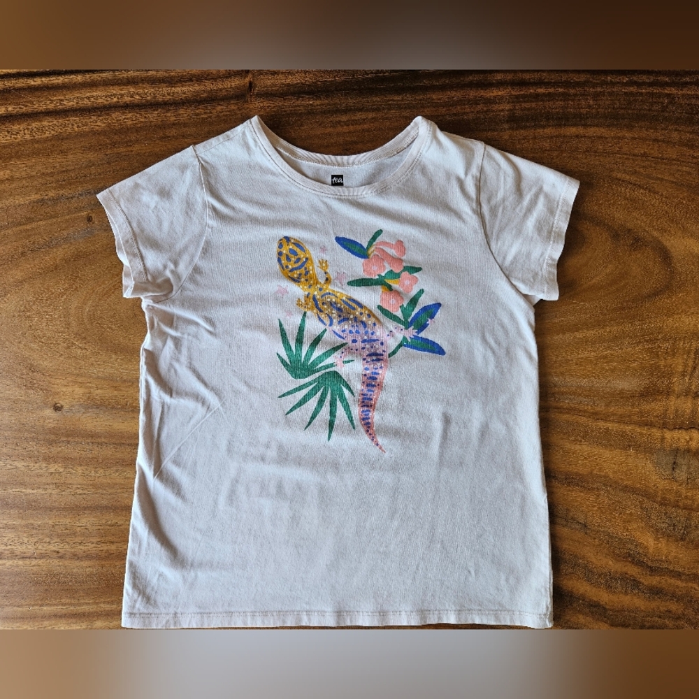 Tea Collectiom Off-White Gecko Graphic Short Sleeve Tee Girls Size 16